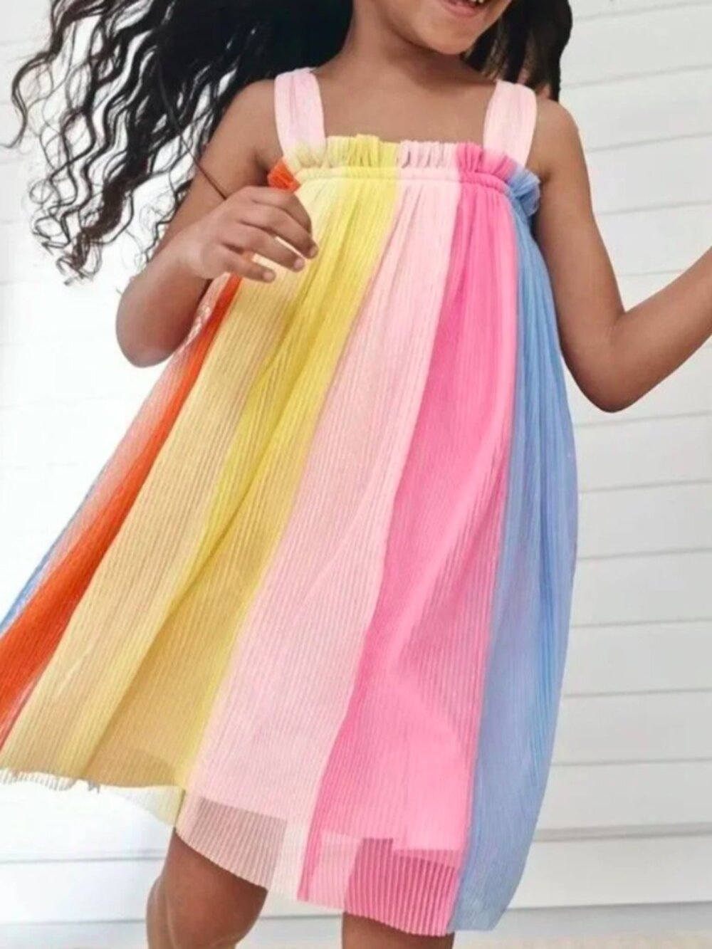 Hanna Andersson Sleeveless Tulle Rainbow Paneled Dress - girls 6/7 euro 120